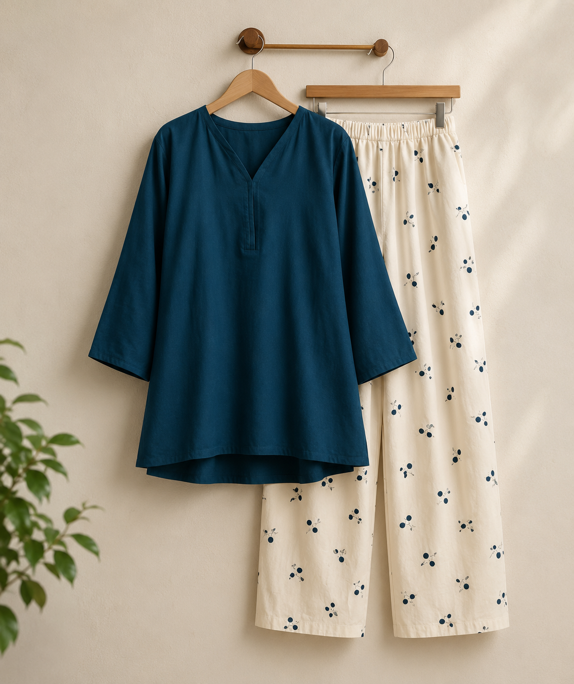 Midnight Bloom Kurti With Printed Farshi Salwar