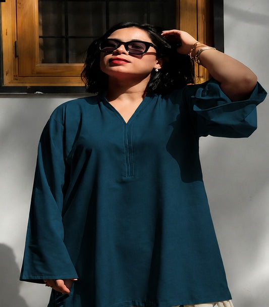 Midnight Bloom Kurti With Printed Farshi Salwar