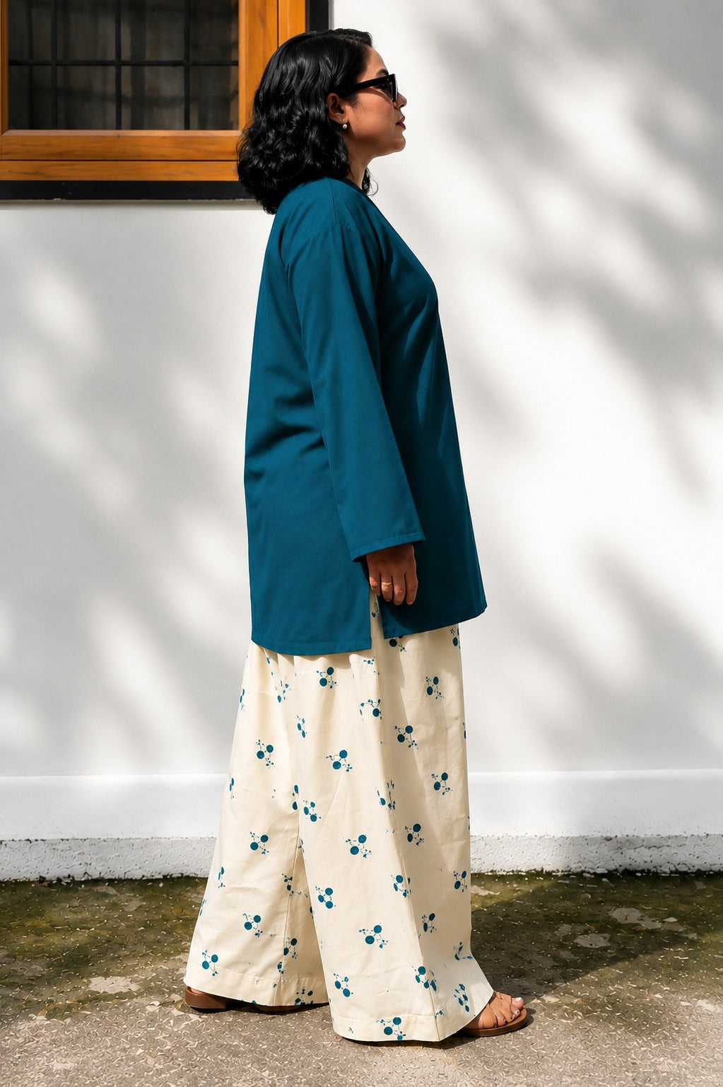 Midnight Bloom Kurti With Printed Farshi Salwar
