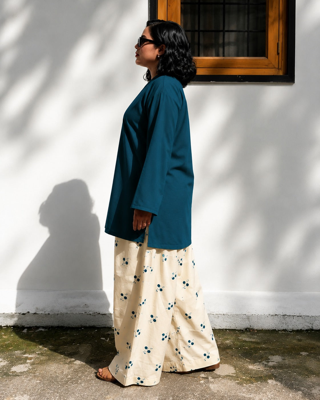 Midnight Bloom Kurti With Printed Farshi Salwar
