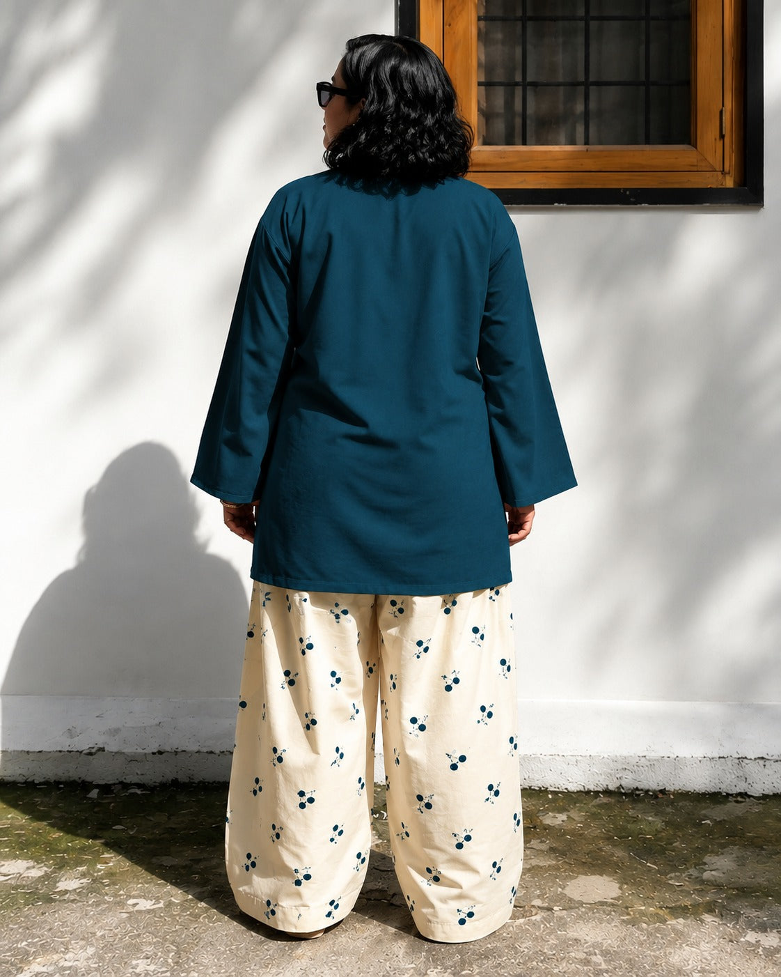 Midnight Bloom Kurti With Printed Farshi Salwar