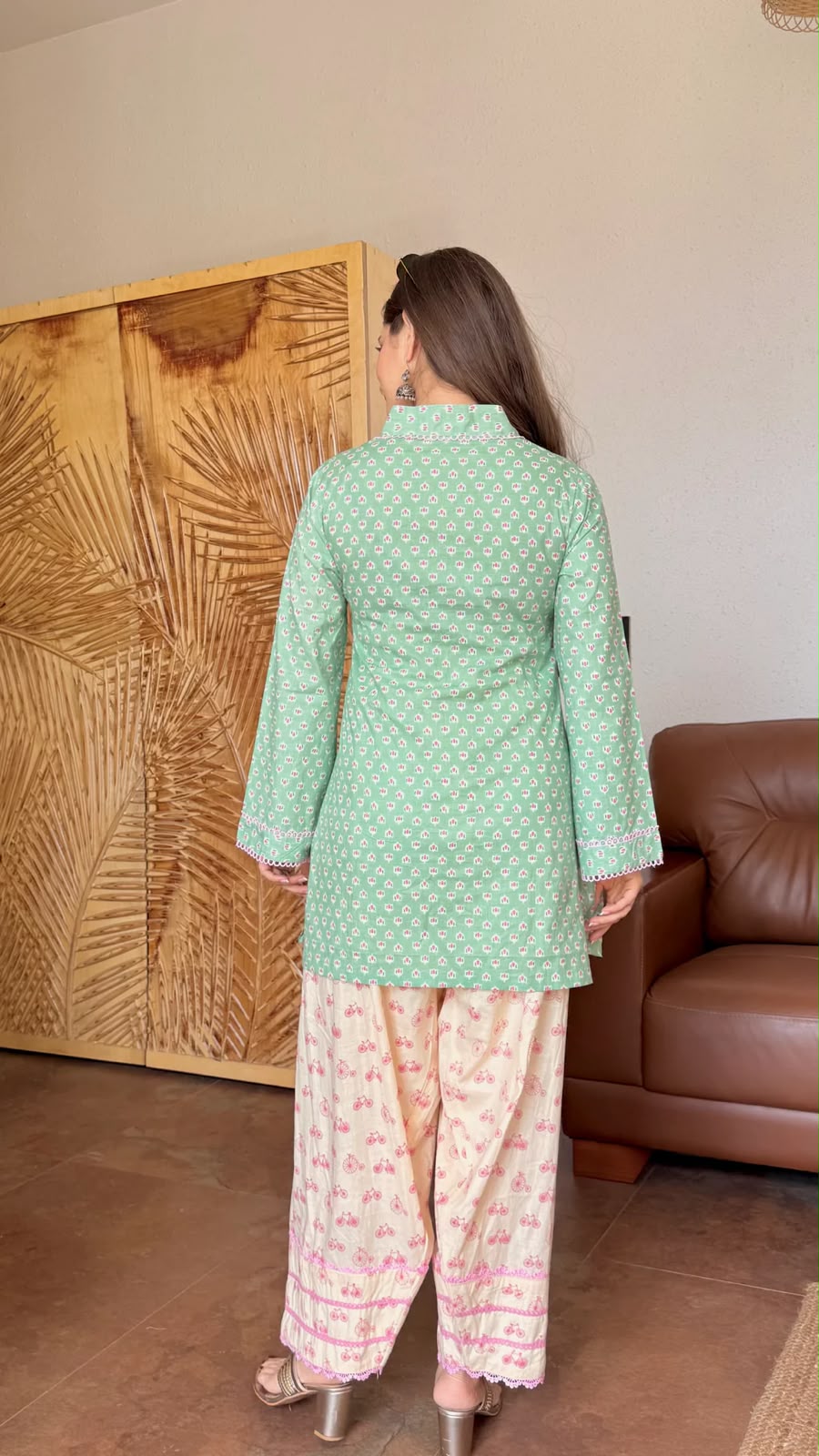 Gulnaar Mint Green Kurti with Farshi Salwar